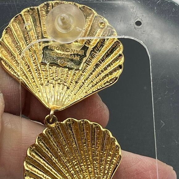 Mignonne Gavigan Designer Anisah Lux Shell Dangle Triple Drop Earrings Repaired - Picture 5 of 6